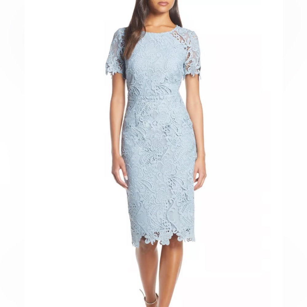 ELIZA J Cap Sleeve Jewel Neck Sheath Dress Baby Blue